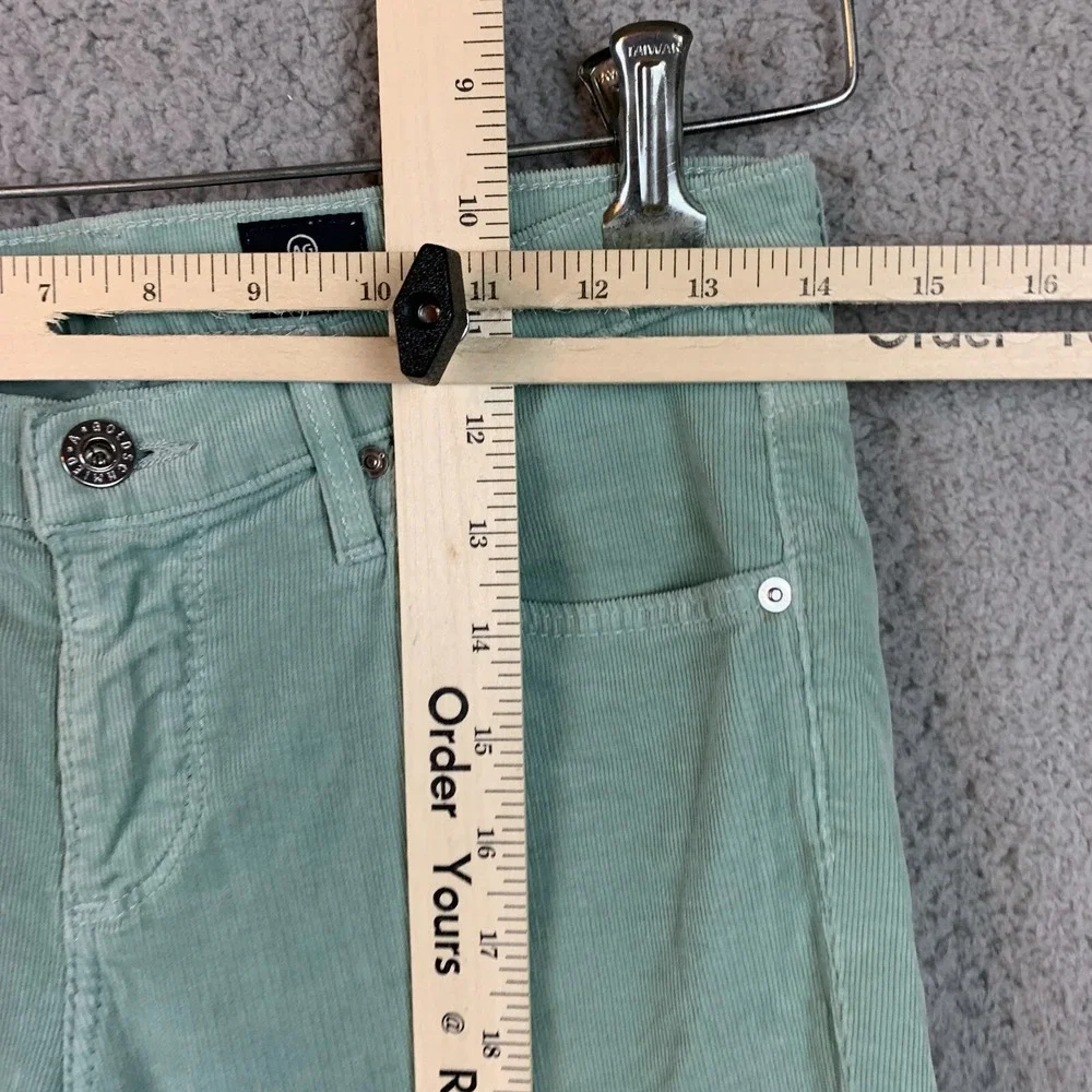 AG Adriano Goldschmied Pants 27 R  Stevie Slim Straight Corduroy‎ Mint Green